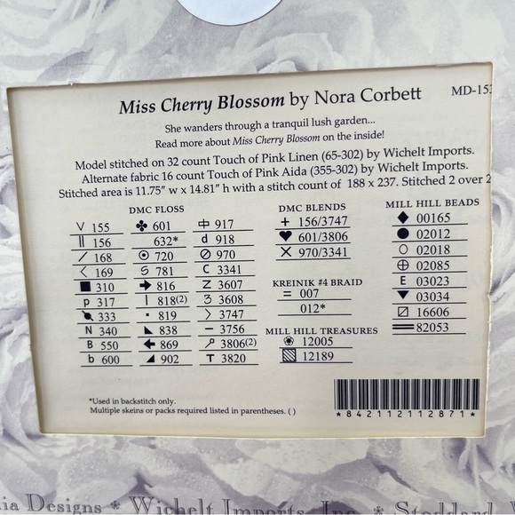 Mirabilia Designs Miss Cherry Blossom Japanese Vintage Cross Stitch Pattern - Picture 3 of 5